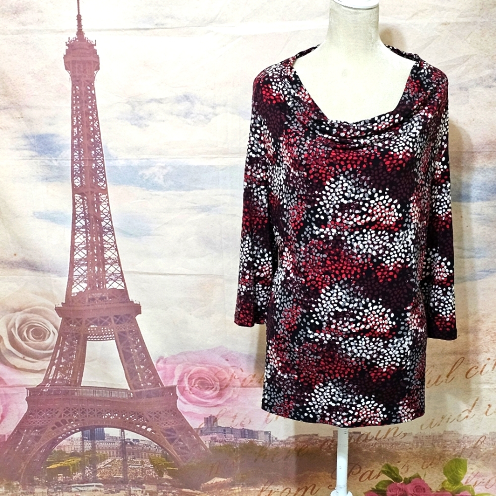 George Red and Gray Patterned Top Sz XL